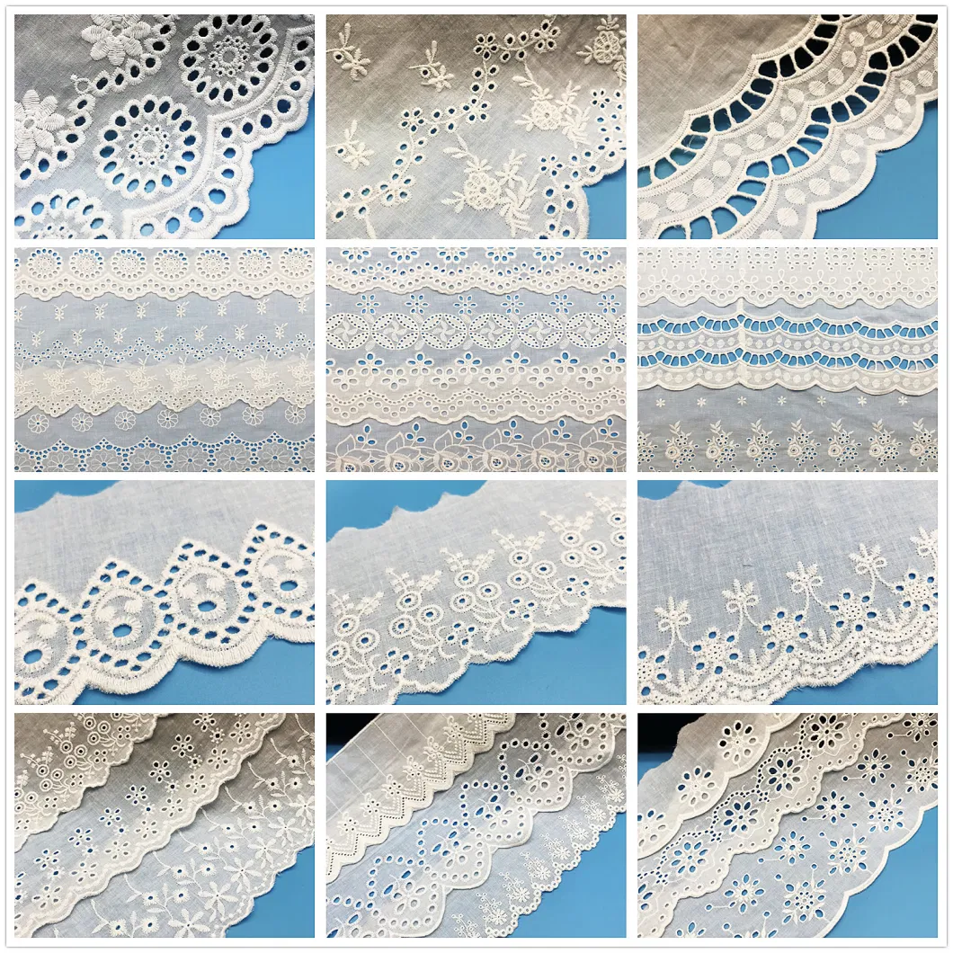 High Quality Dress Cotton Cord Tape Lace Embroidery Fabric Floral Design Lace Fabric for Dress Underwear Bridal Fabric